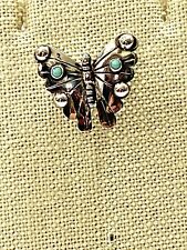 Small Vintage Navajo Butterfly Turquoise Sterling Silver Brooch Pin Signed FM picture