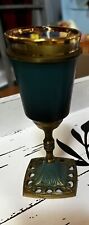Vintage Jewish Brass & Glass Kiddush Cup Made in  Israel 5.5