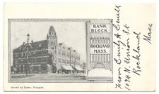 Rockland MA Bank Block c1900 Private Mailing Card Estes Druggist picture