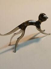 Vintage Black Cat Hand Blown Glass Slinky Cat picture