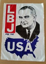 Original 1964 LBJ For The USA Window Cling Poster/ Large size 17 1/2
