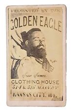Rare 1880's Jesse James Death Photo Golden Eagle Clothing CDV Advertising Card picture