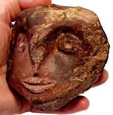 Rare Haunting Iron Age Celtic Anthropomorphic Stone Head in Quartzite Cailleach picture
