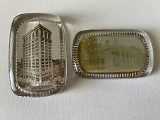 RARE ANTIQUE ODDFELLOW BUILDING INDIANAPOLIS & MT. VERNON GLASS PAPERWEIGHTS picture