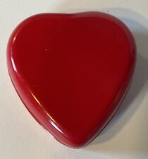 Vint Tiny Red Tin Heart Made In Hong Kong 1 5/8” x 1 7/8 x 11/16 Valentine’s Day picture