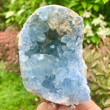 2.46LB Top natural blue crystal cave quartz crystal cave mineral specimens picture
