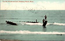 Postcard Posted 911 The Old Wreck And Surf Salisbury Beach Mass [cw] picture