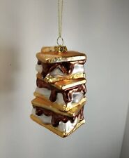 NEW Trimsetter Camp Christmas Collection Stacked Trio S'mores Glass Ornament picture