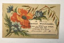 Victorian Jewelers Trade Card 1880s R Spencer Claremont NH Watchmaker B74 picture