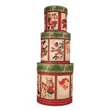 Bethany Lowe Christmas Retro 3pc Holiday Stacking Boxes Santa TP5283 picture