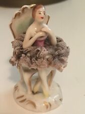 Antique ,Tiny Miniature  2'' Lace Ballerina porcelain Figurines, Marked picture