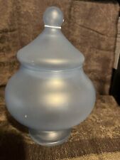 Pier 1 Footed Vase/Ginger Jar With Lid-Pale Blue picture