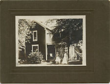 Antique Photo - House-Man Lady Child standing out front picture