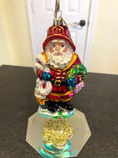 Christopher Radko Glass Christmas Ornament Red Hot Santa Fireman Fire Hose 6-1/4 picture