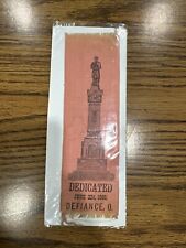 Defiance Ohio Memorial Ribbon 1886 Vintage picture