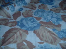 Vtg 60s Hippie Blue Roses Florals Light Sheer Cotton Blend Fabric 2.5ydx43 #PB4 picture