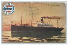 Postcard 1911 Steamer Ship SS Manchuria Passenger Vessel Ocean Scenic View  picture