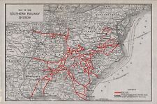 1923 Antique SOUTHERN RAILWAY Map Vintage Southern Railroad Map 1705 picture