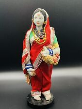 Rare Blue Vintage Handmade Folk Art Hindu Indian Diety Goddess picture