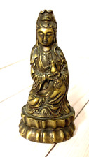Vintage Brass Chinese Statue Kuan-Yin Open Bottom Nice Detail picture