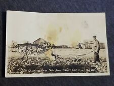 1936 EXAGGERATED GRASSHOPPER VINTAGE REAL PHOTO POSTCARD RPPC HARVEST PLOW PULL picture