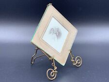Art Nouveau Square CDV Picture Photo Embossed Brass Copper Wire Frame Easel Back picture