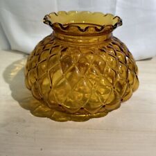 Vintage Amber Diamond/Quilted Glass Lamp Shade 3.5” Top Open 6.5” Bottom 5.5”T picture