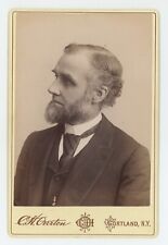 Antique Circa 1880s Cabinet Card Handsome Older Man With Chin Beard Cortland, NY picture