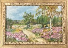 G. ROBBINS Vintage Impressionist Landscape Oil Painting & Carved Gilt Wood Frame picture