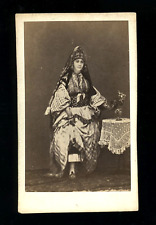 RARE 1800S Chouffly CDV BEAUTIFUL WOMAN OF MOROCCO IN ETHNIC ATTIRE ARAB AFRICA picture