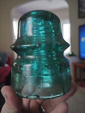 Dark Aqua CD 170 Pennycuick Glass Insulator Bubbly Junky Crude picture