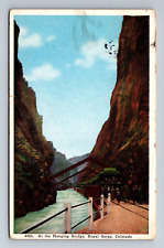 Hanging Bridge Railcar Train Tourist Royal Gorge Colorado Postcard c1927 picture