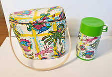 1969 ALADDIN VINTAGE RARE COLORFUL SOFT VINYL LUNCHBOX BAG with THERMOS picture