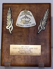 1989 QUEEN LILIUOKALANI HAWAII CANOE RACE HAWAII KOA WOOD PLAQUE 1st PL.  AWARD picture
