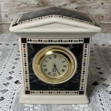 Retro Lenox Forum Marble Clock Black and Gold -Tested- Works picture