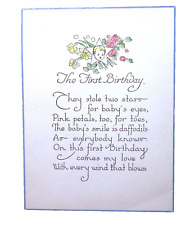 Antique 1890s-1920s Baby's First Birthday Gift Card 3 7/8