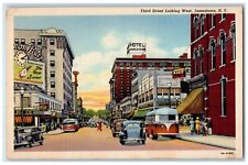 c1940 Third street Looking West Jamestown New York NY Vintage Antique Postcard picture