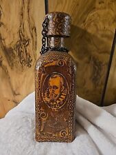 Leather Wrapped Bottle Decanter Barware Miguel de Cervantes Don Quixote (Empty) picture