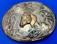 Beautiful Horse Head Vintage Comstock German Silversmiths Belt Buckle picture