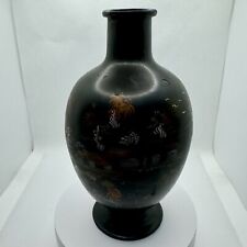 Vintage Black Lacquered Asian Lightweight Wooden Vase picture