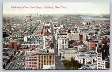 Birdseye View New York From Singer Building Postcard Panoramic Downtown Skyline picture