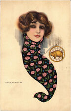 PC ARTIST SIGNED, NANNI, ITALIAN, GLAMOUR LADY, SCARF, Vintage Postcard (b48295) picture
