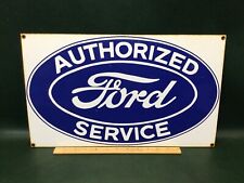 AUTHORIZED FORD SERVICE Porcelain Enameled Steel Sign 18” x 11” Ande Rooney picture