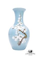 Vintage Sky Blue Japanese Cherry Blossom Bud Vase picture