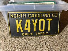 1963 North Carolina Amateur Ham Radio License Plate K4YOT picture