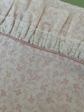 Vtg LAURA ASHLEY FULL /Double Flat Sheet Pink Flowers & Lace Ruffle picture