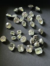Mixed Lot Of Vintage Rhinestone & Silver Tone Buttons Round Square Matching Sets picture