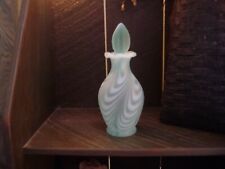 RARE Fenton Swirled Feather Mint Green Blue Aqua Perfume Bottle & Stopper NFGS picture