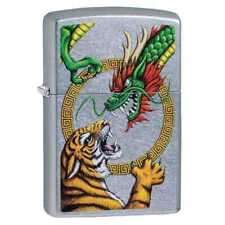 Zippo Windproof Lighter Chinese Dragon Street Chrome Design Metal 29837 picture