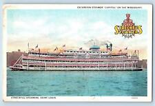 Postcard Excursion Steamer Capitol On Mississippi Saint Louis c1920's Antique picture